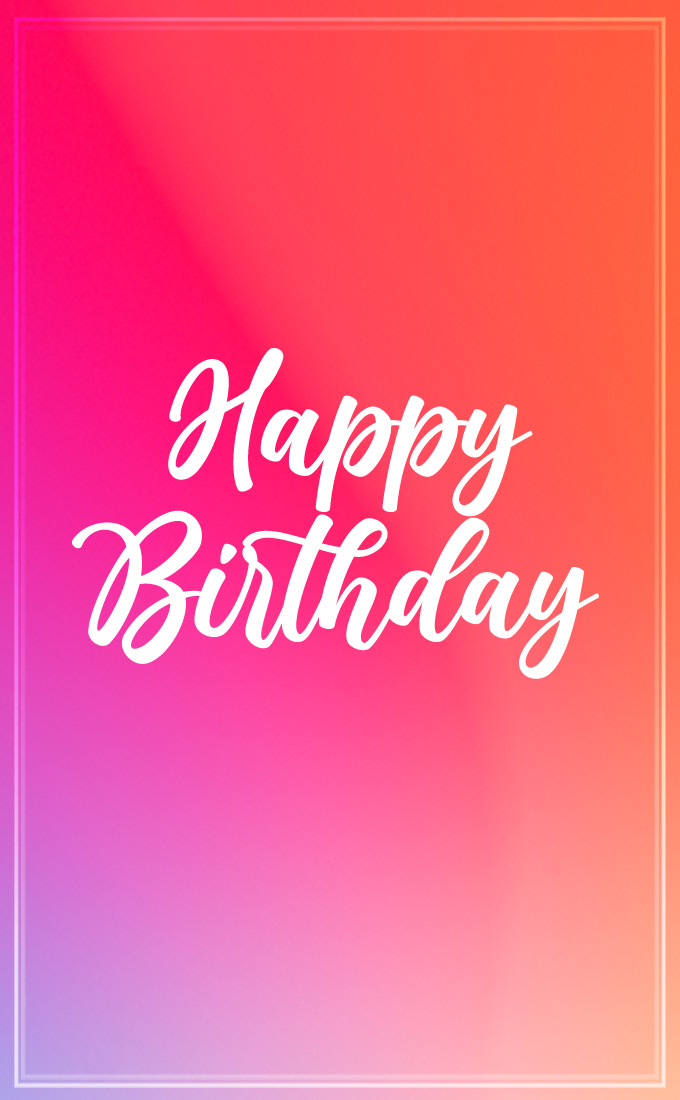 Happy Birthday, minimalistic card, vertical format (tall rectangle shape picture)