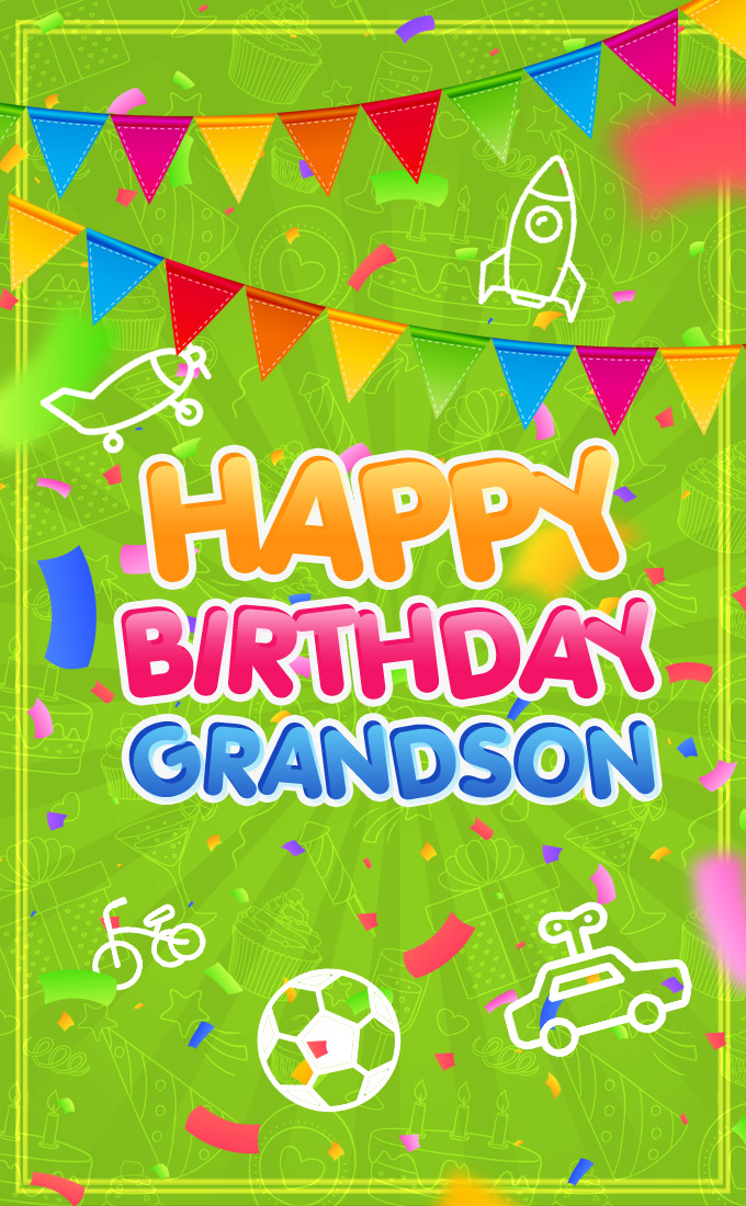 Happy Birthday Grandson image with green background (tall rectangle shape picture)