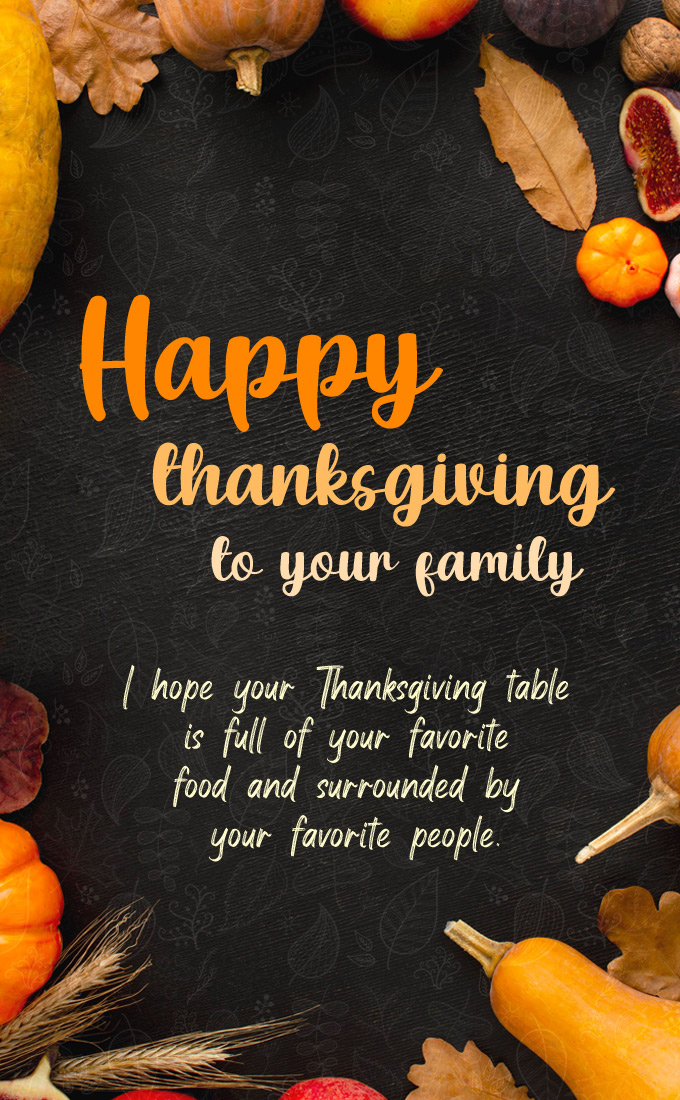 Happy Thanksgiving to your family vertical tall image (tall rectangle shape picture)