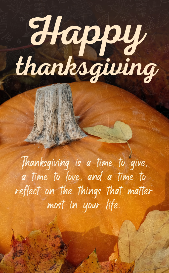 Happy Thanksgiving Quote Picture, vertical tall image (tall rectangle shape picture)