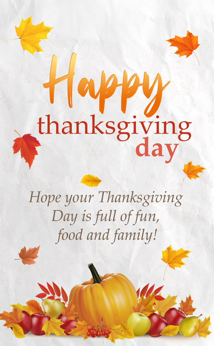 Happy Thanksgiving Day card, vertical long image (tall rectangle shape picture)