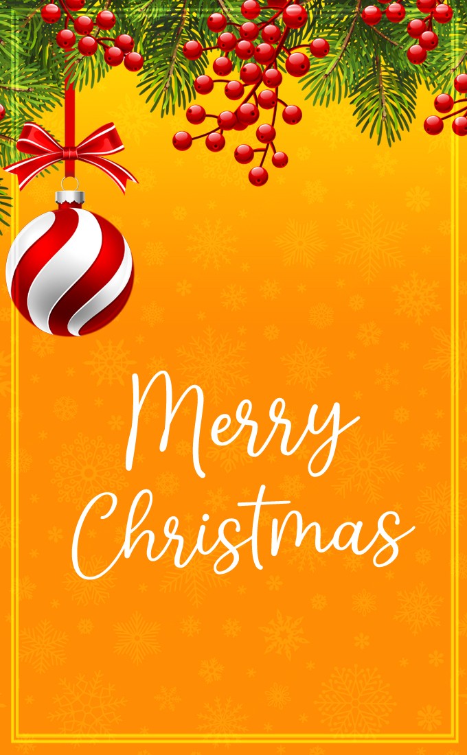Merry Christmas vertical tall picture with beautiful yellow background (tall rectangle shape picture)