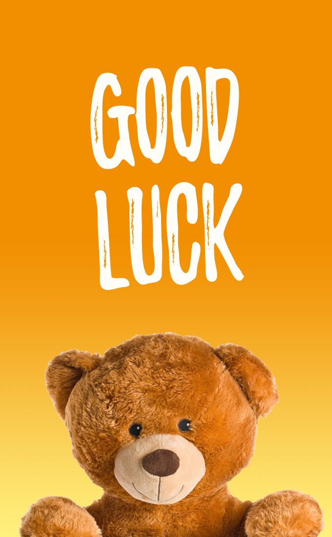 Good Luck Image with teddy bear (tall rectangle shape picture)