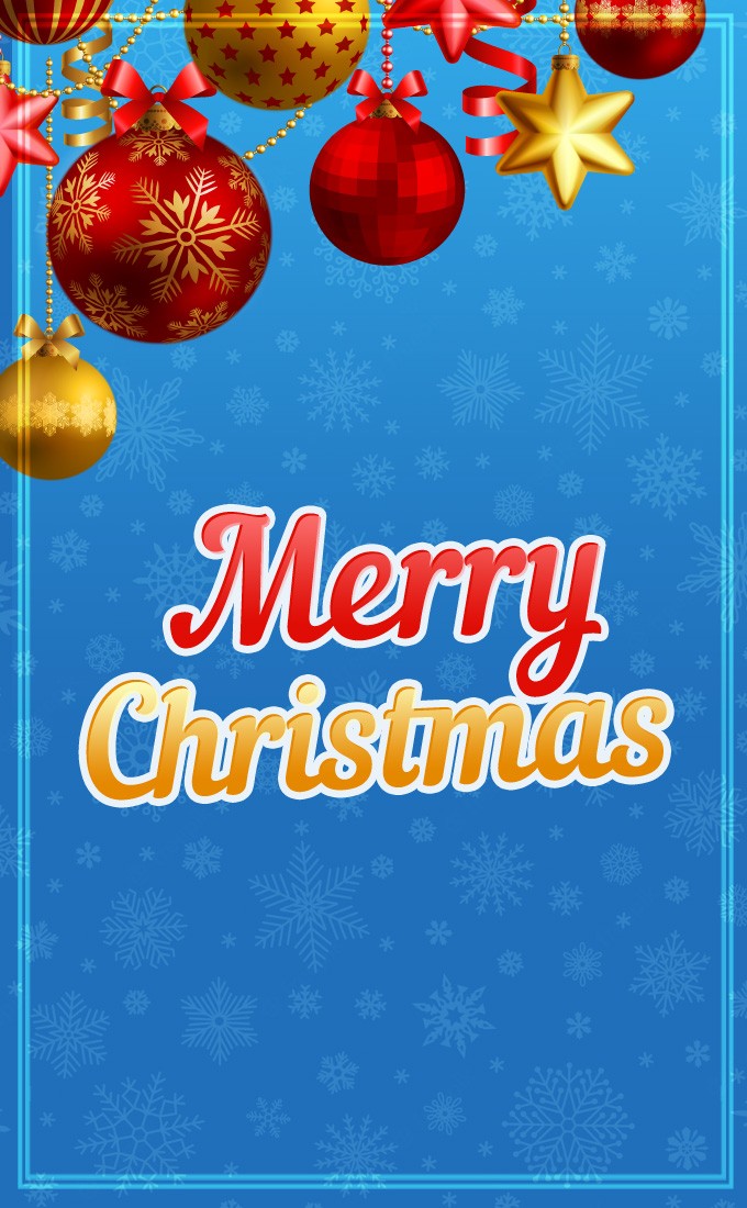 Merry Christmas vertical tall picture with golden and red christmas decorations (tall rectangle shape picture)