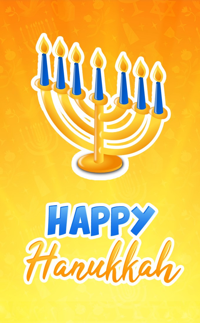 Happy Hanukkah vertical tall picture with bright background (tall rectangle shape picture)