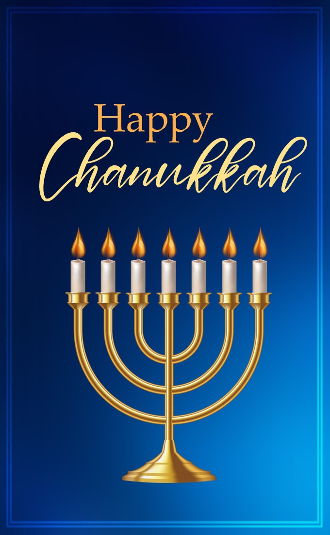 Happy Chanukkah vertical tall picture (tall rectangle shape picture)