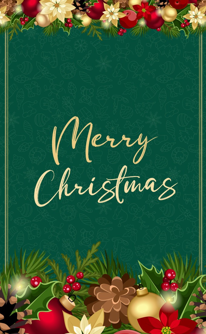 Merry Christmas vertical tall greeting card (tall rectangle shape picture)