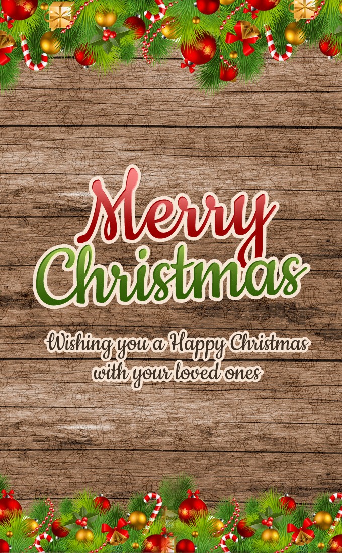 Merry Christmas wishes, vertical tall picture (tall rectangle shape picture)