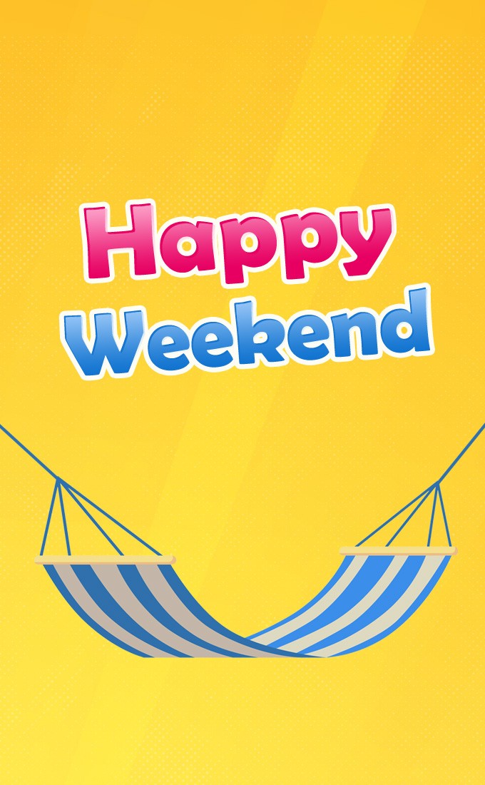 Happy weekend image with hammock (tall rectangle shape picture)