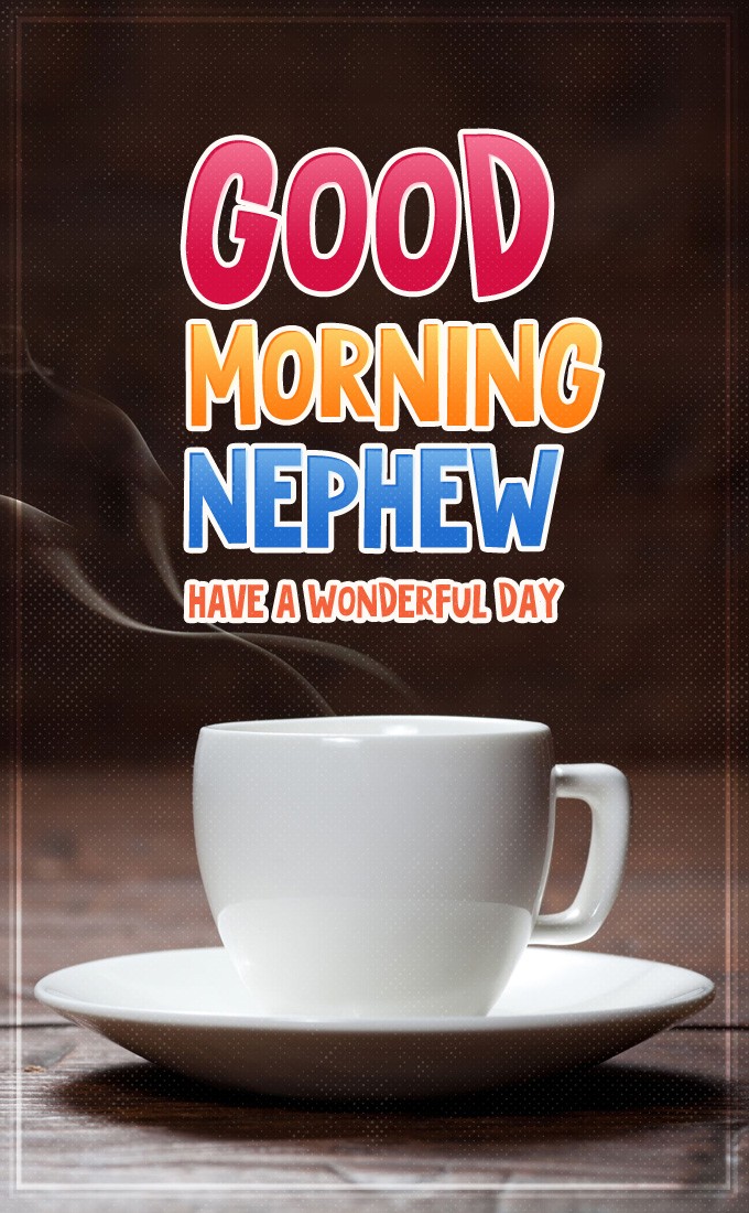 Good Morning wishes for nephew, vertical tall image (tall rectangle shape picture)