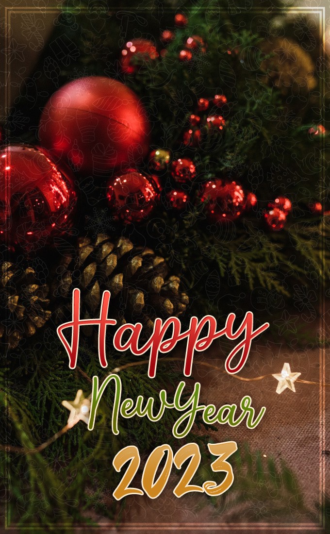 Happy New Year 2023 vertical tall image (tall rectangle shape picture)