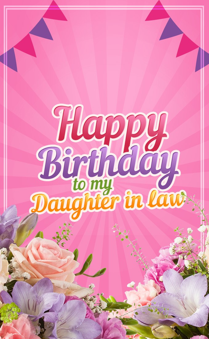 Happy Birthday Daughter in law vertical tall image (tall rectangle shape picture)