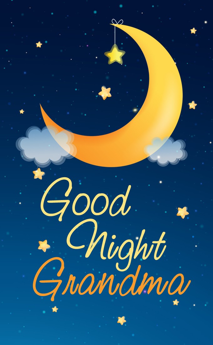 Good Night Grandma vertical tall image with cartoon moon (tall rectangle shape picture)