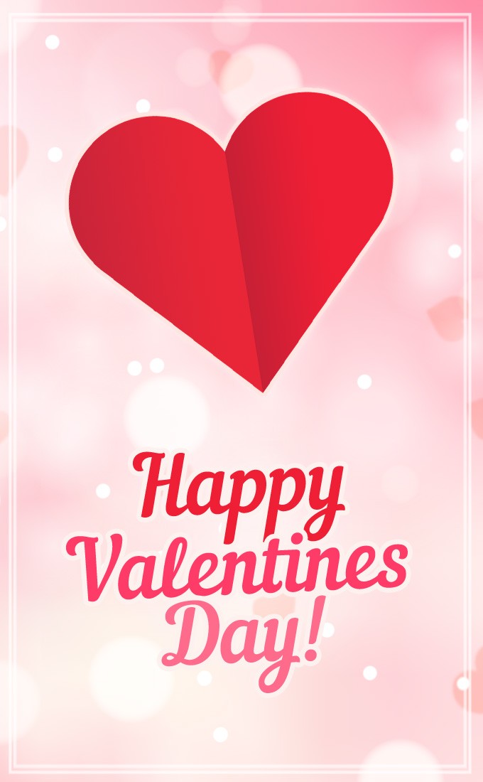 Happy Valentine's Day vertical tall Image with pink bokeh background (tall rectangle shape picture)