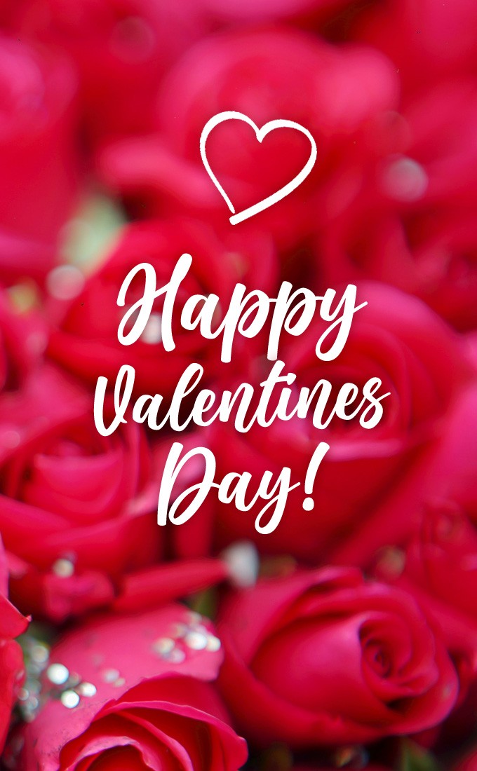 Happy Valentine's Day vertical tall Image with beautiful red roses (tall rectangle shape picture)