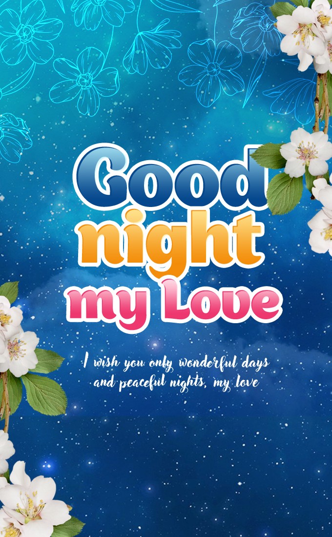 Romantic good night image for my love, vertical tall shape photo (tall rectangle shape picture)