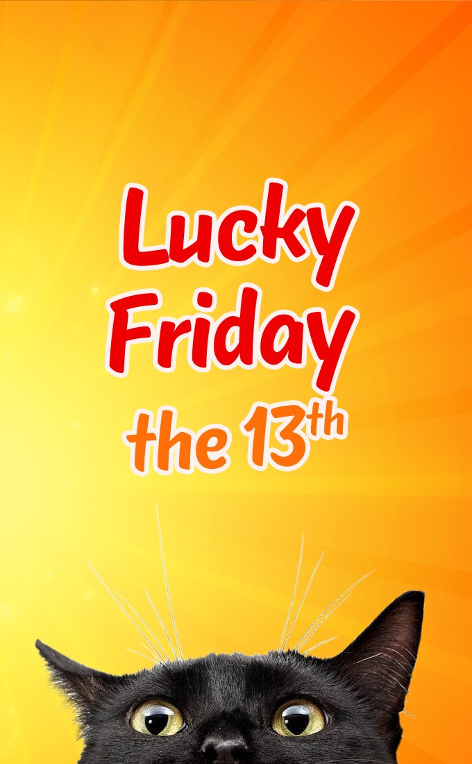 Lucky Friday The 13th vertical tall image with bright orange background (tall rectangle shape picture)