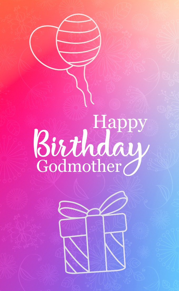 Happy Birthday Godmother vertical tall greeting card (tall rectangle shape picture)