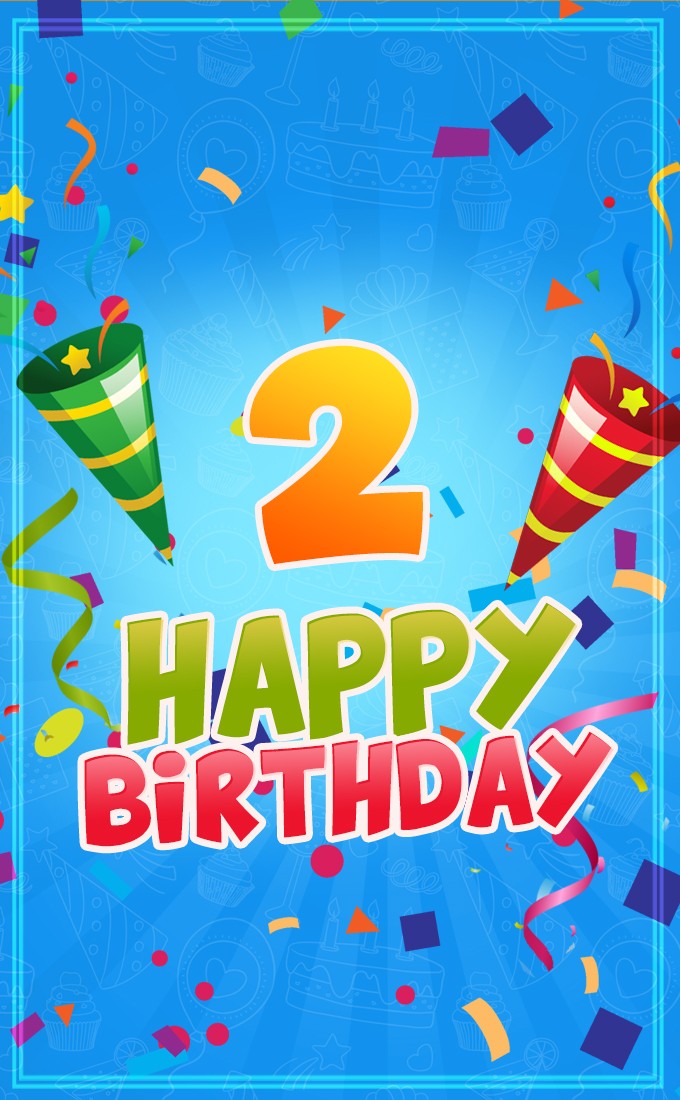 Happy 2nd Birthday vertical tall Image for boy (tall rectangle shape picture)