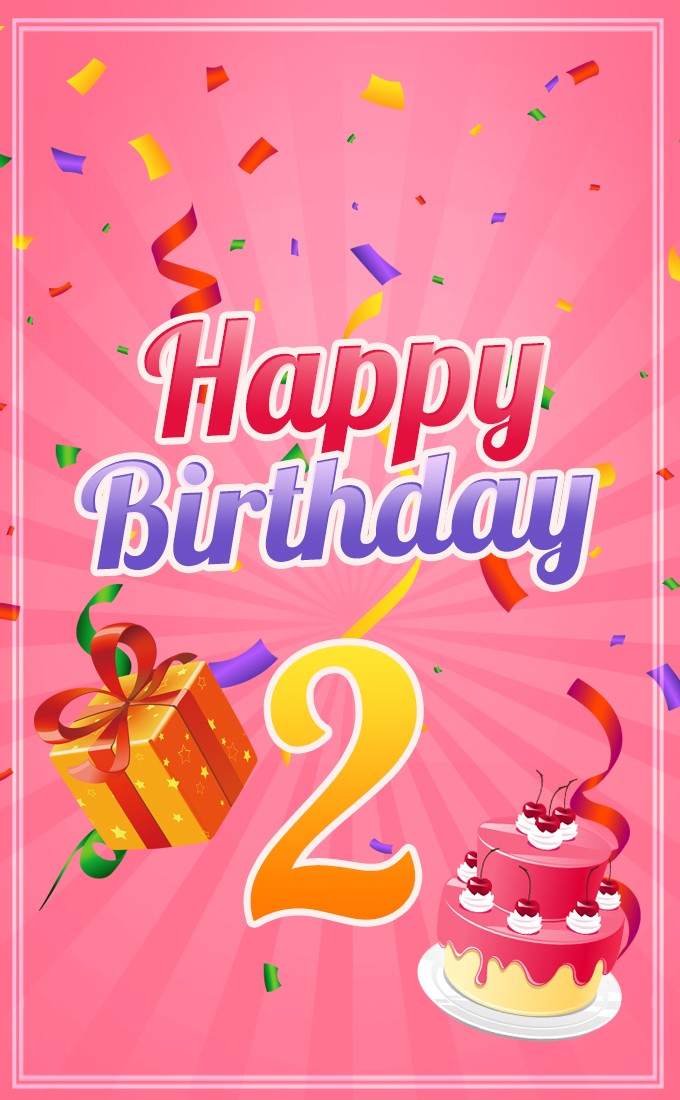 Happy 2nd Birthday vertical tall Image for girl (tall rectangle shape picture)