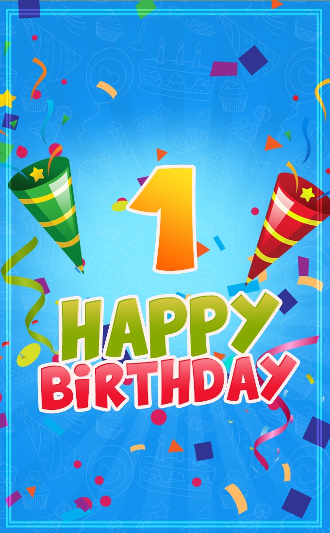 Happy 1st Birthday vertical tall Image for boy (tall rectangle shape picture)