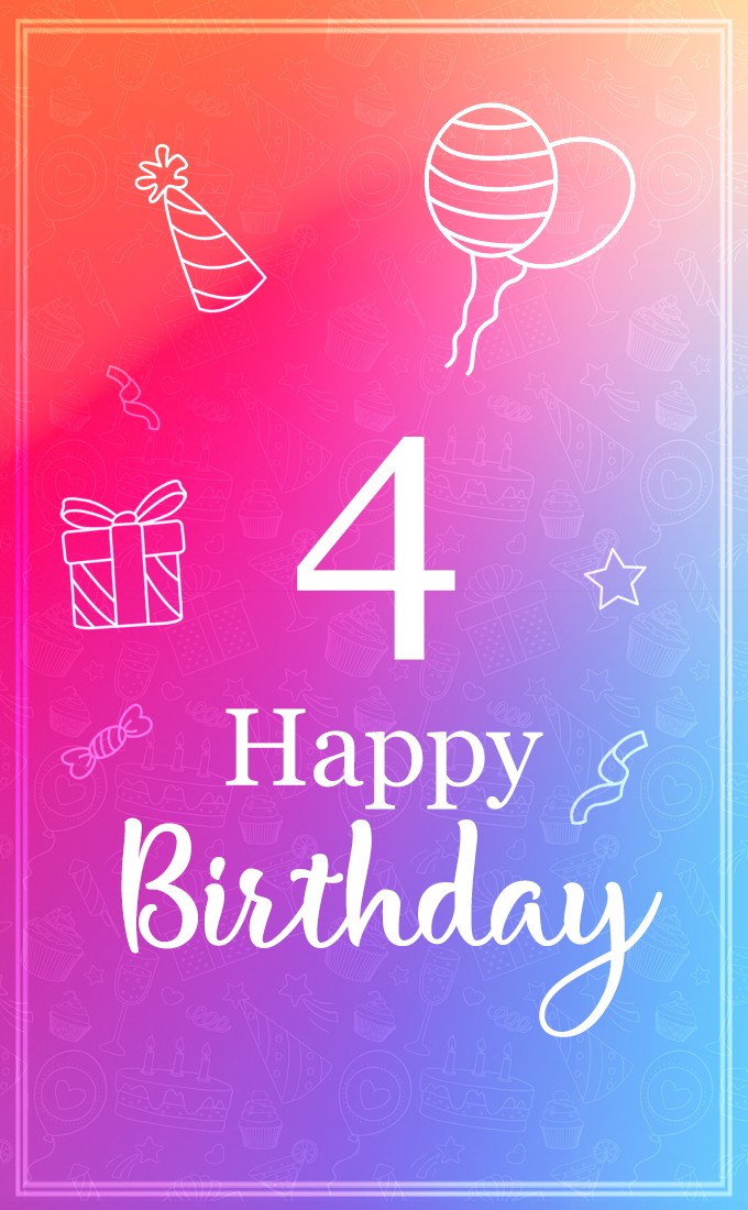 Happy 2nd Birthday vertical tall greeting card (tall rectangle shape picture)