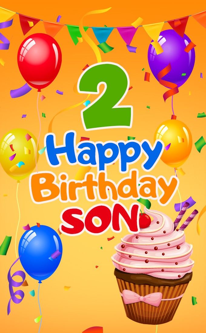 Happy 2nd Birthday Son vertical tall Image (tall rectangle shape picture)