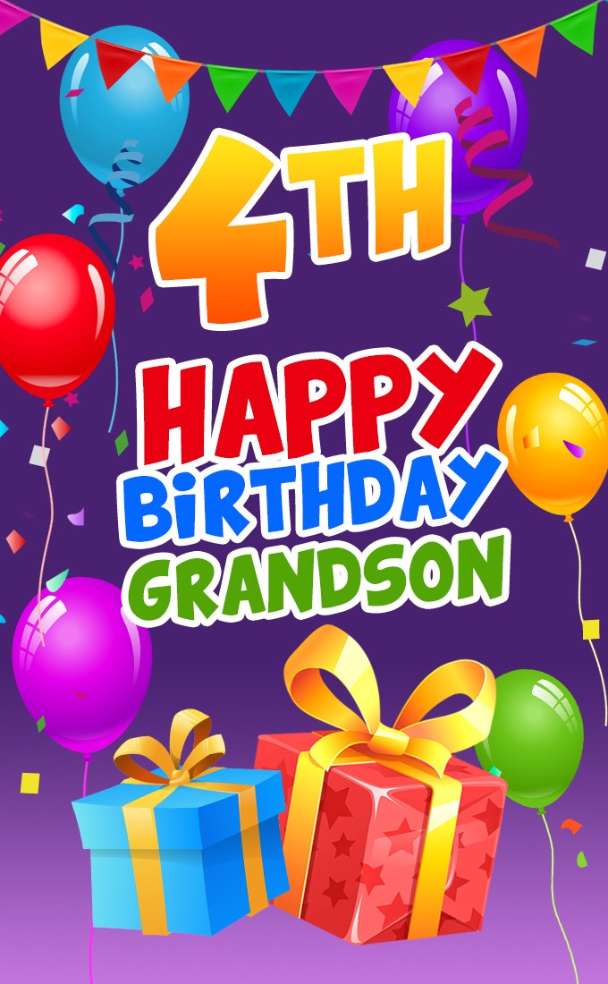 Happy 4th Birthday Grandson Image (tall rectangle shape picture)