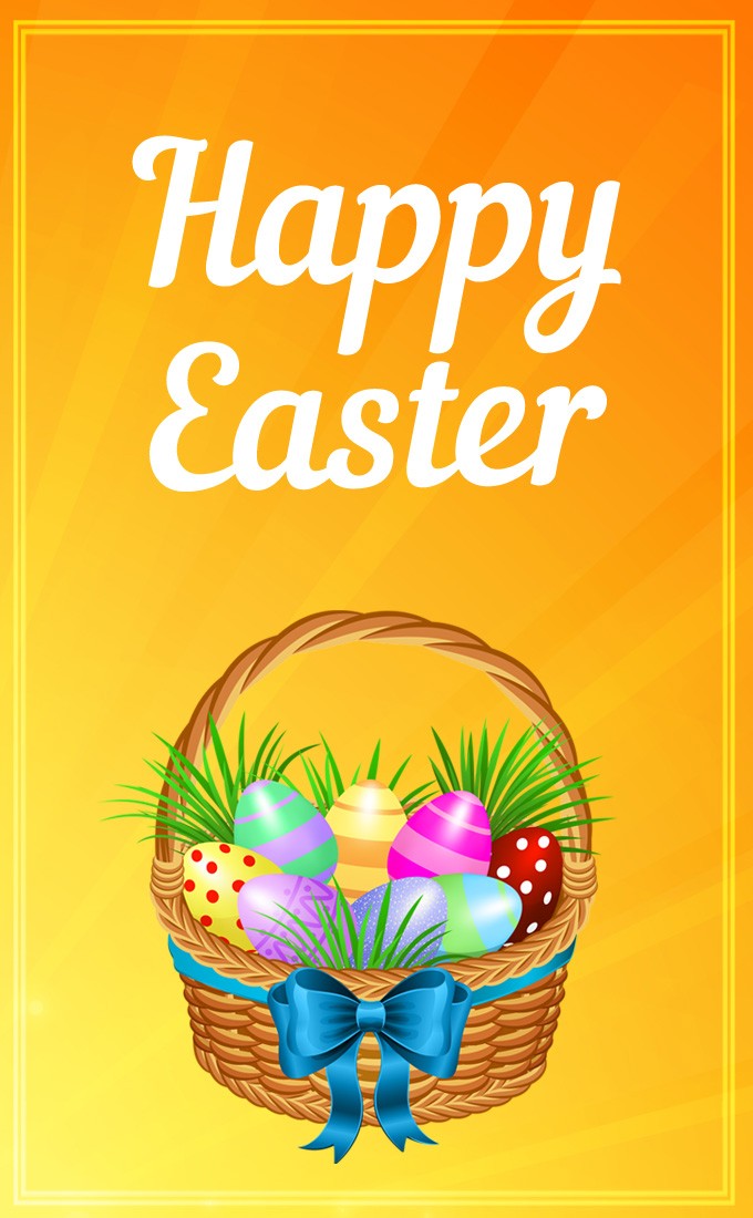 Happy Easter vertical tall Picture with colorful background (tall rectangle shape picture)