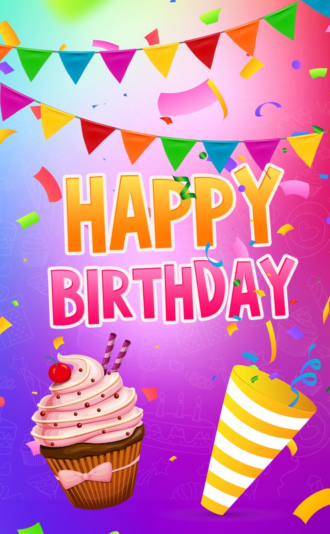 Festive and Colorful Happy Birthday vertical tall Image (tall rectangle shape picture)