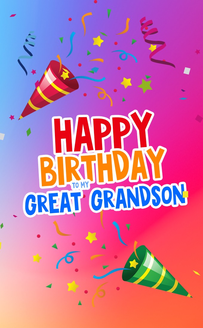 Happy Birthday Great Grandson vertical tall Greeting Card (tall rectangle shape picture)