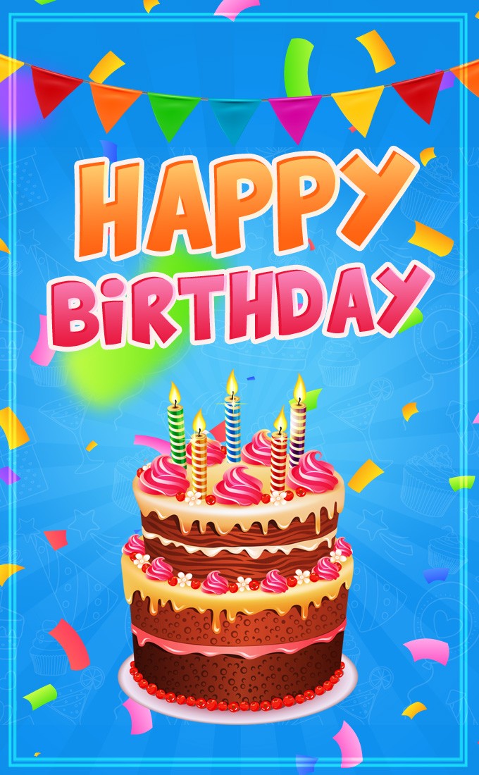 Happy Birthday vertical tall picture with cake (tall rectangle shape picture)