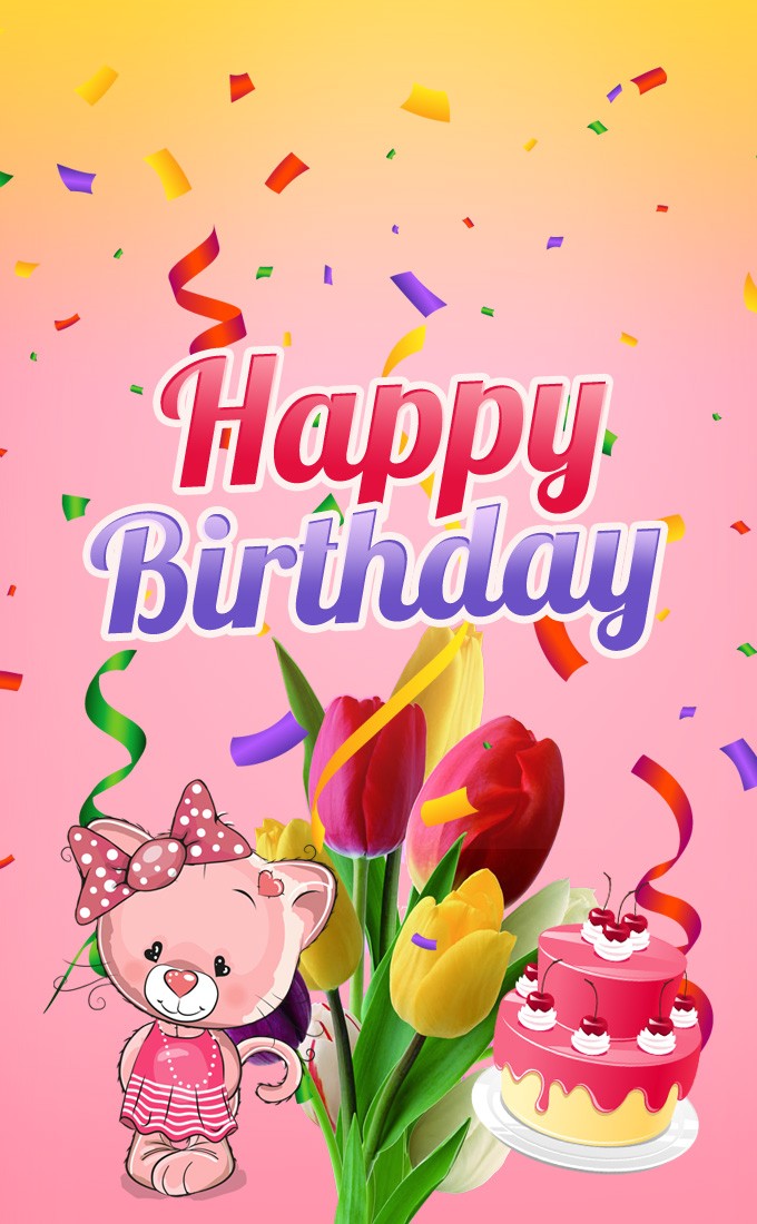 Happy Birthday vertical tall image for Girl (tall rectangle shape picture)