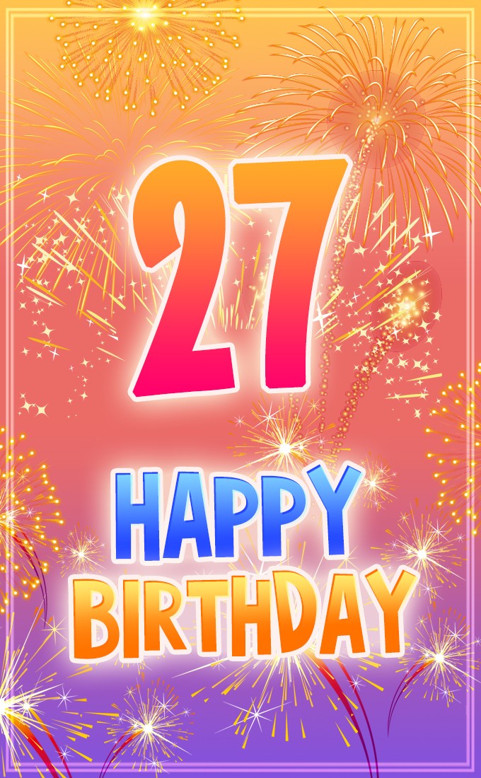 Happy 25th Birthday Image with fireworks (tall rectangle shape picture)