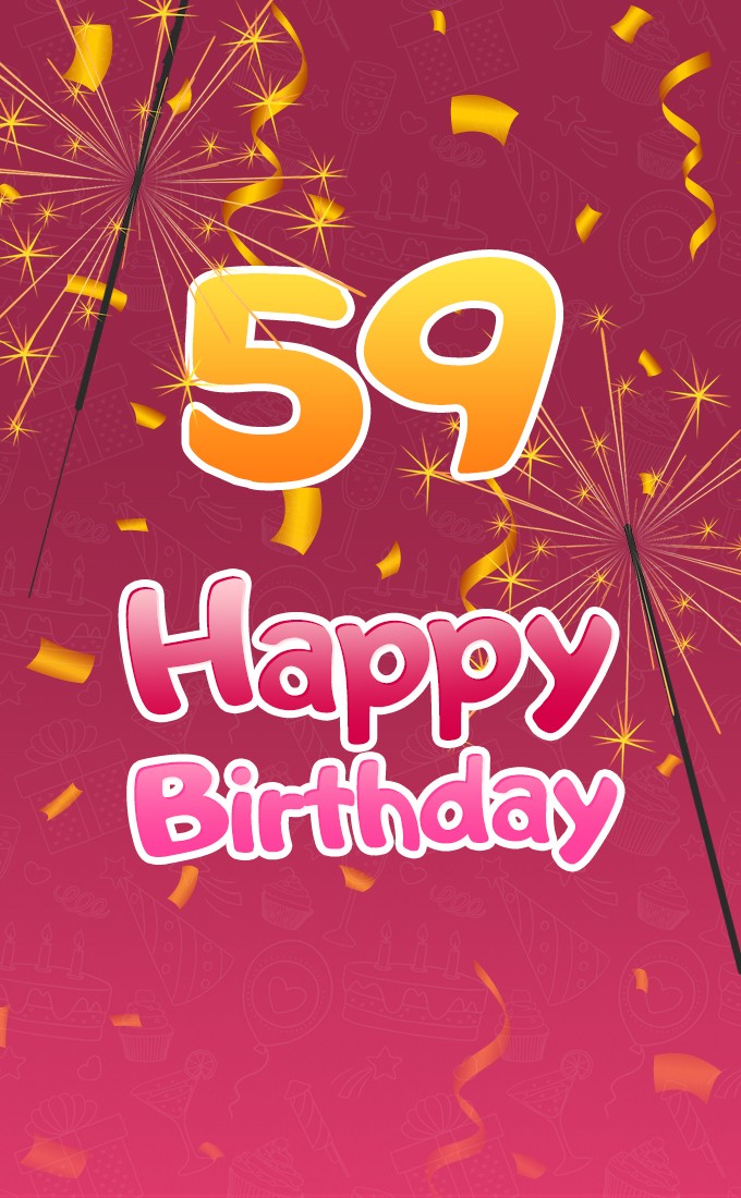 Happy 59th Birthday Greeting Card with sparklers (tall rectangle shape picture)