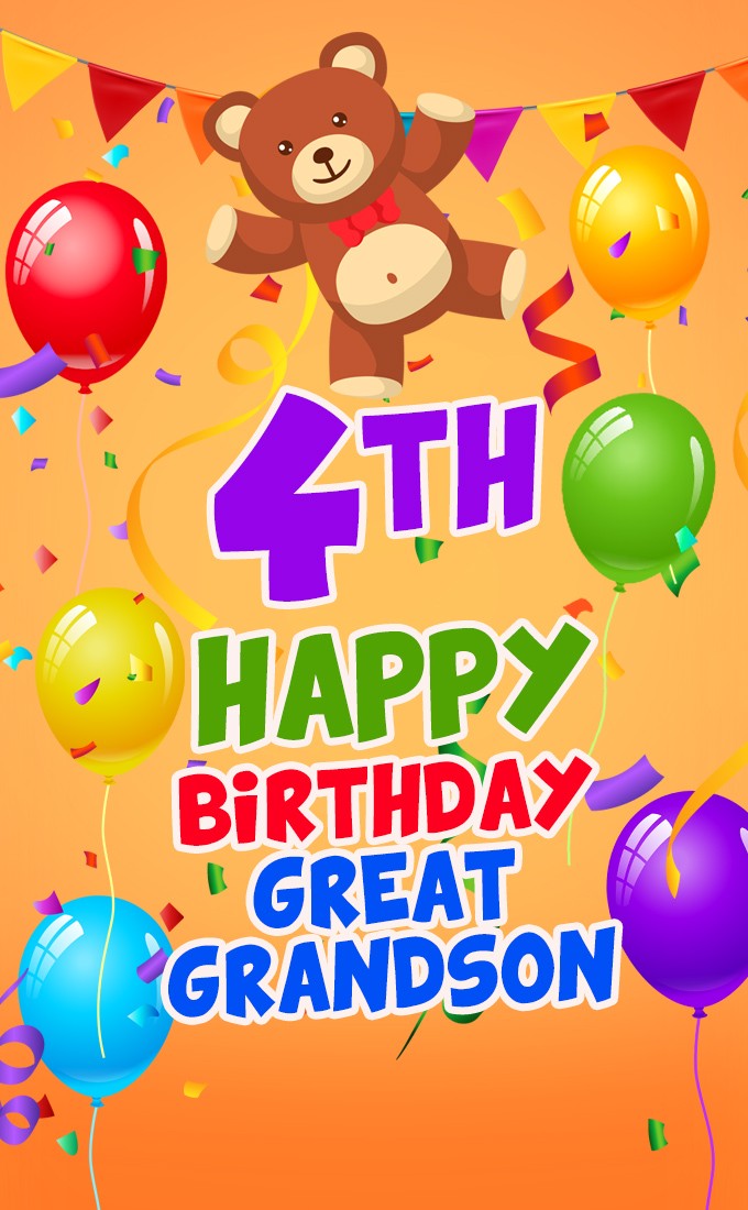 Happy 4th Birthday Great Grandson image (tall rectangle shape picture)