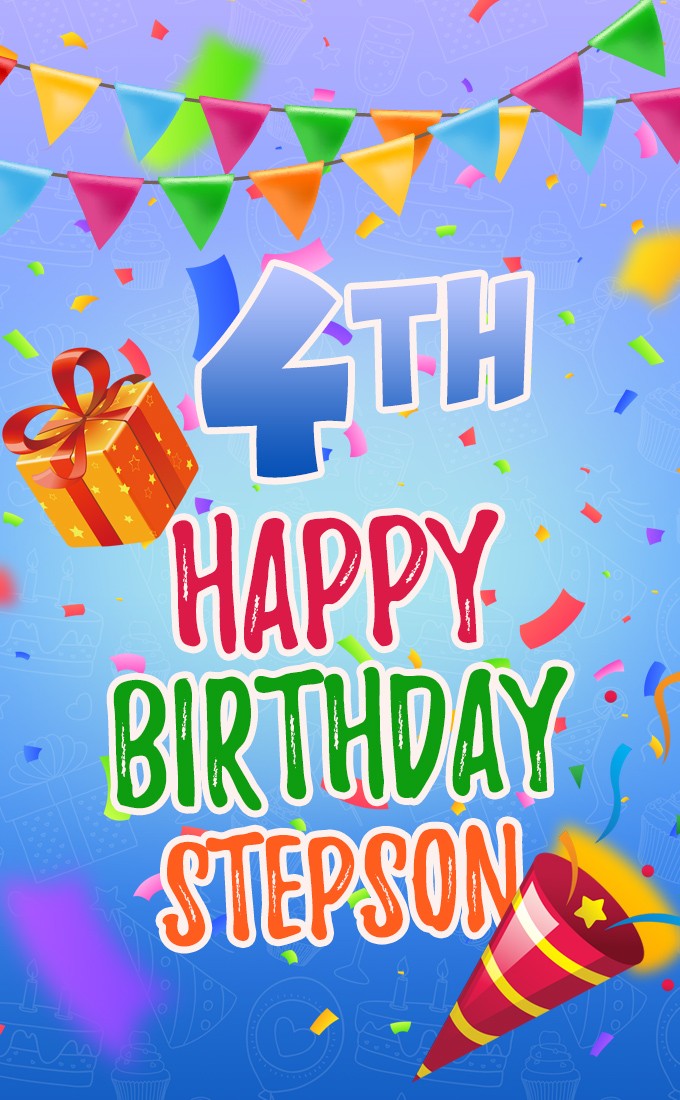 Happy 4th Birthday Stepson image (tall rectangle shape picture)