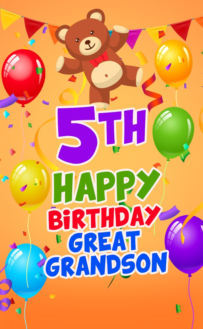 Happy 5th Birthday Great Grandson image (tall rectangle shape picture)