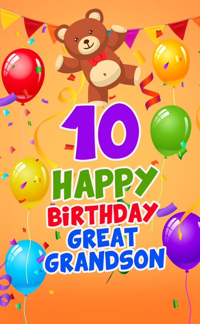 Happy 10th Birthday Great Grandson Image (tall rectangle shape picture)