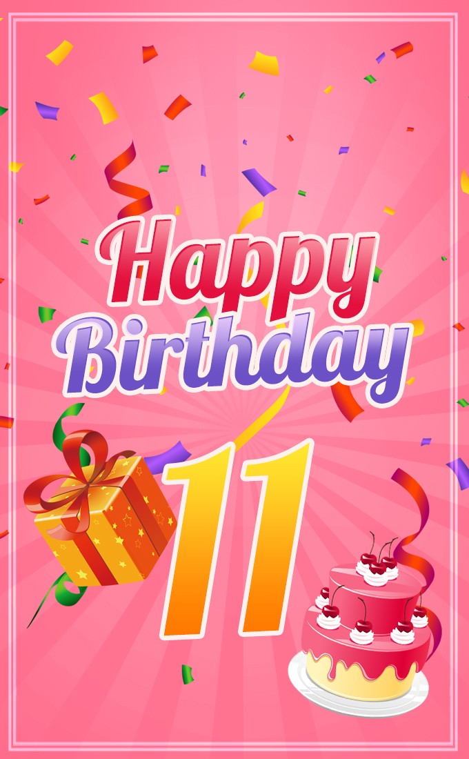 Happy 11th Birthday Image for Girl	 (tall rectangle shape picture)