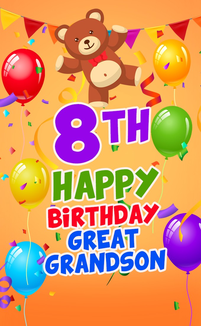 Happy 8th Birthday Great Grandson Image (tall rectangle shape picture)