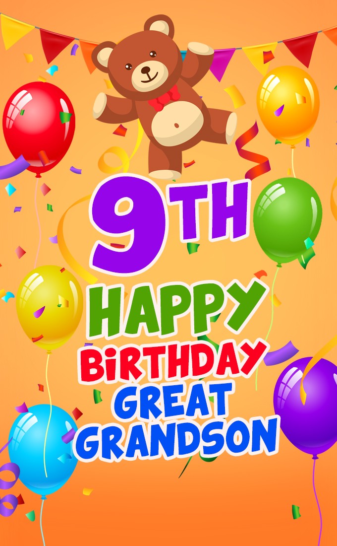 Happy 9th Birthday Great Grandson Image (tall rectangle shape picture)