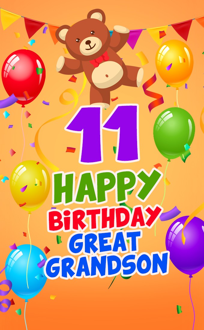 Happy 11th Birthday Great Grandson Image (tall rectangle shape picture)