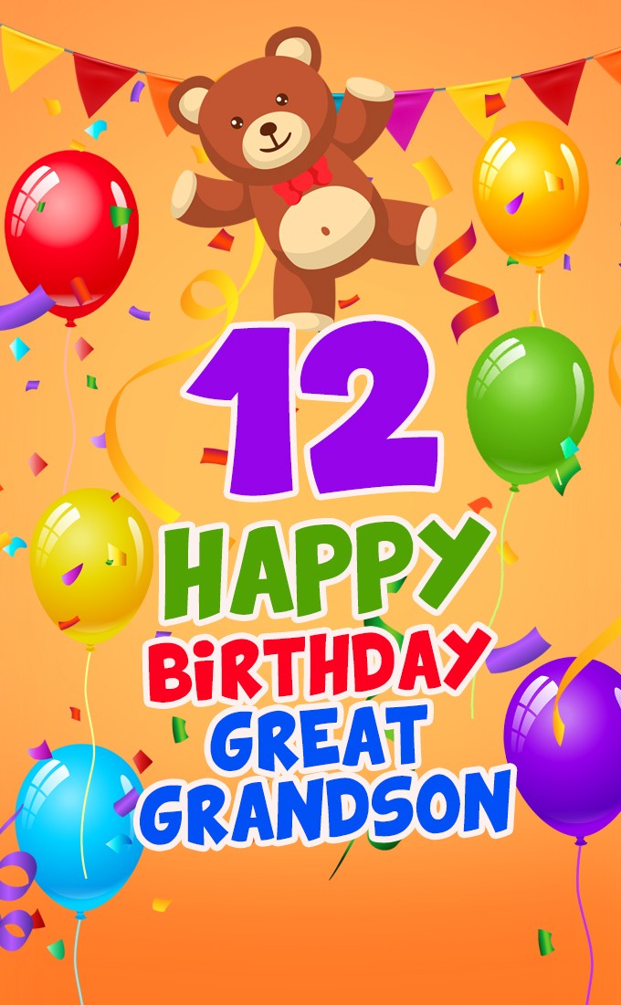 Happy 12th Birthday Great Grandson Image (tall rectangle shape picture)