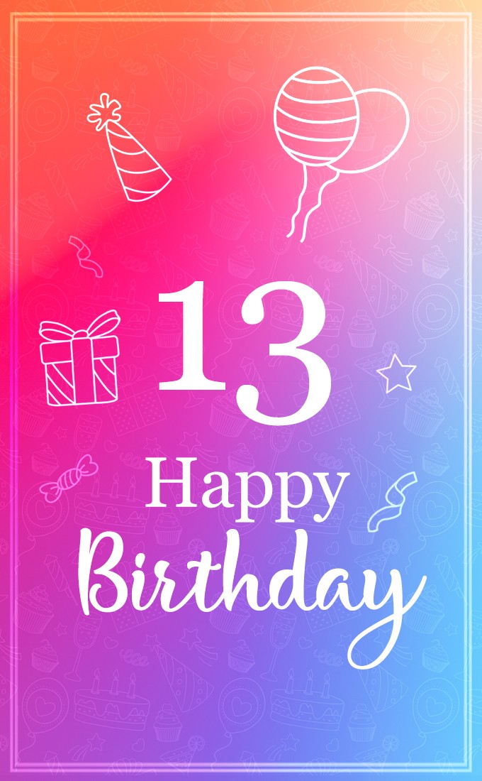 Happy 13th Birthday Stylish Birthday Card (tall rectangle shape picture)