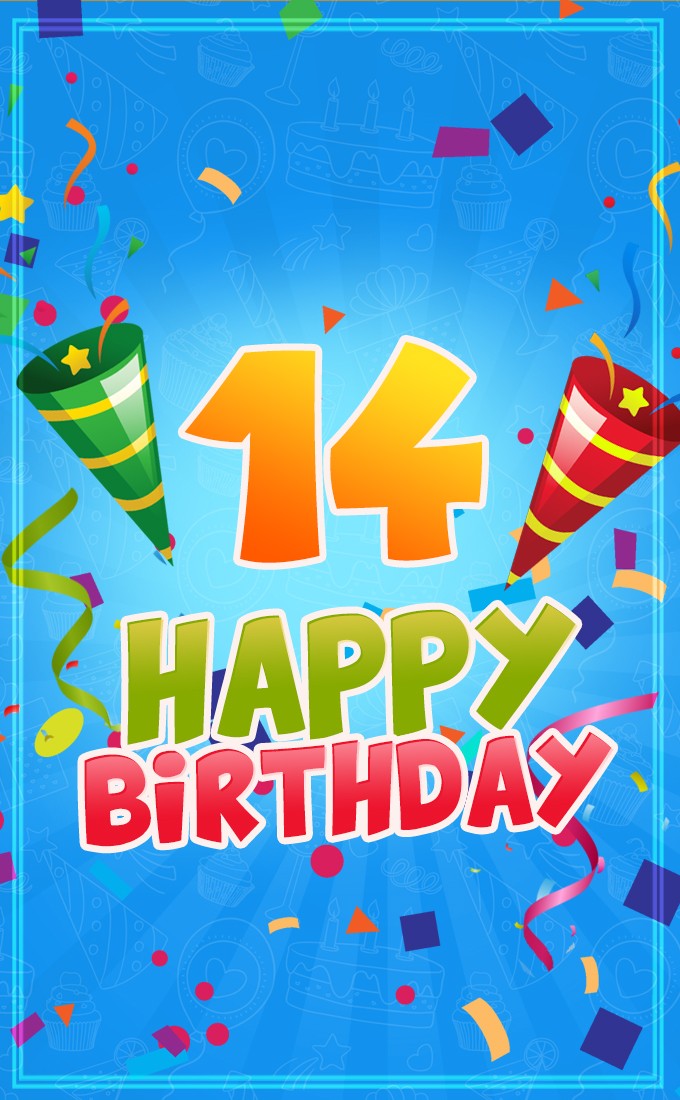 Happy 14th Birthday Image for Boy (tall rectangle shape picture)