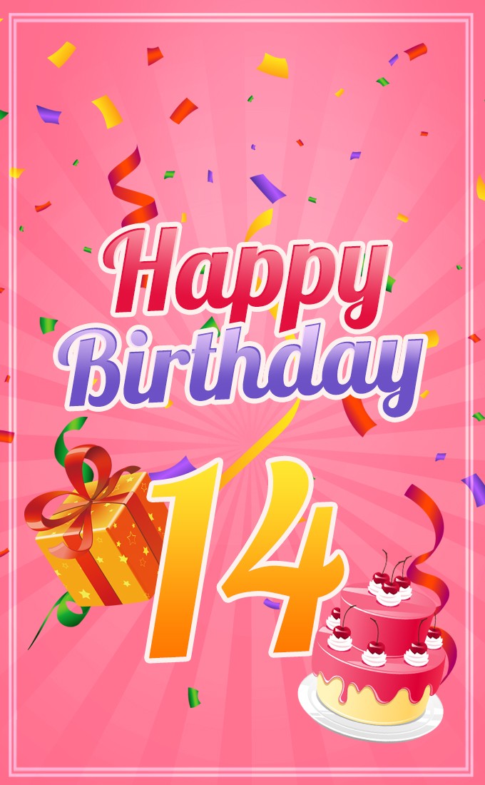 Happy 14th Birthday Image for Girl (tall rectangle shape picture)