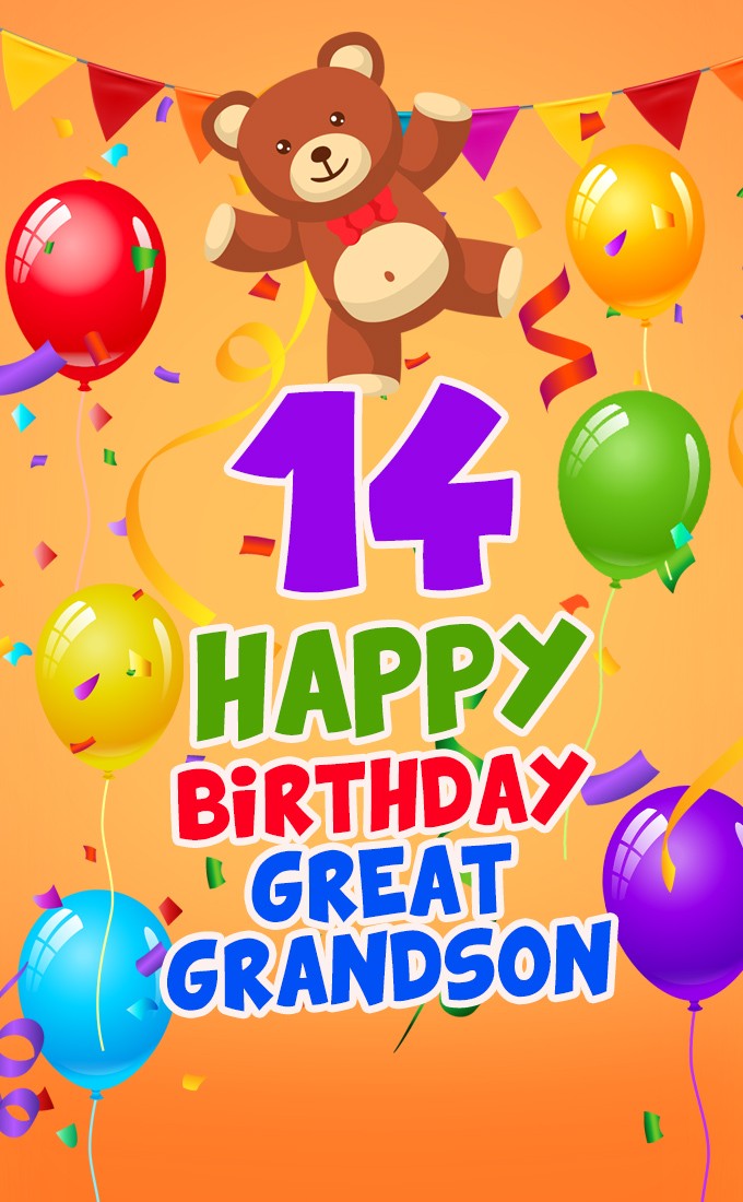 Happy 14th Birthday Great Grandson Image (tall rectangle shape picture)