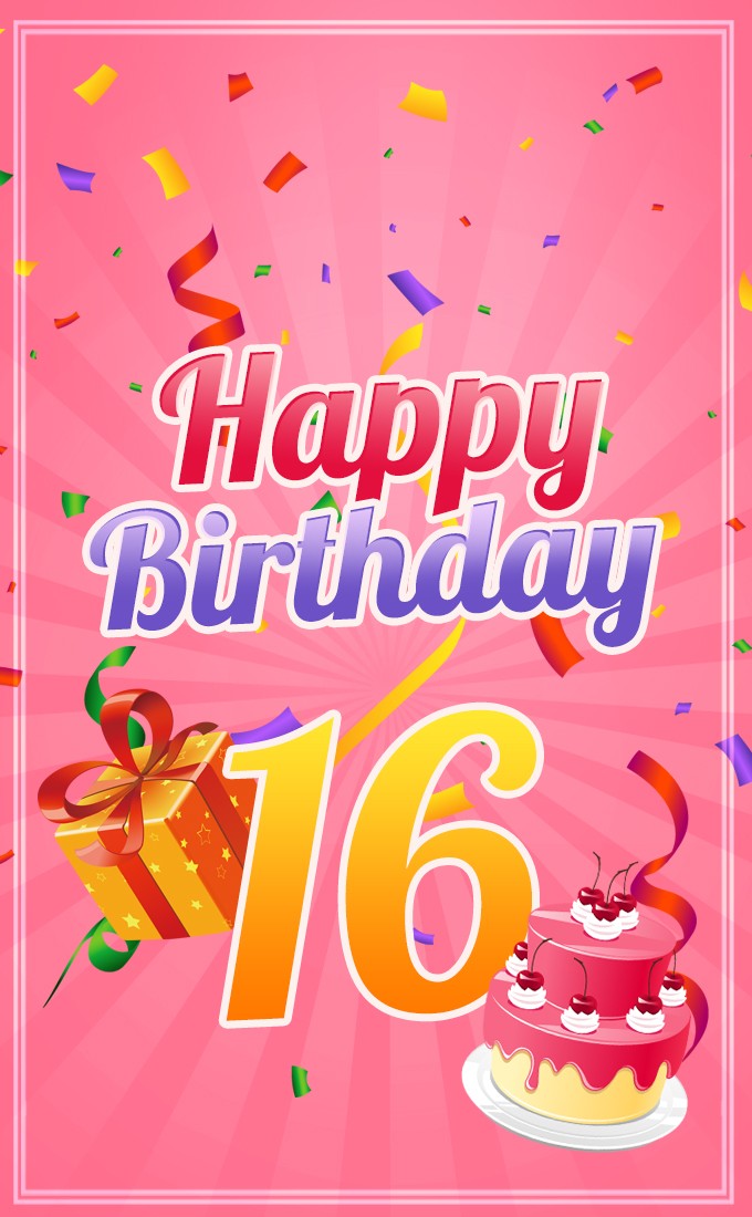 Happy 16th Birthday Image for Girl (tall rectangle shape picture)