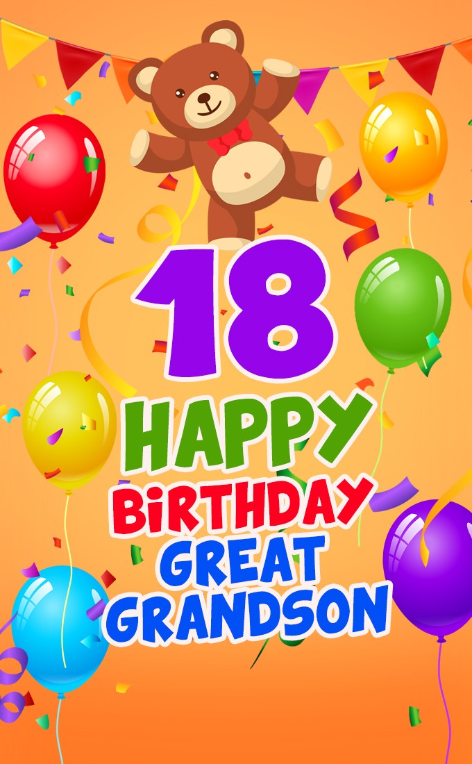 Happy 18th Birthday Great Grandson Image (tall rectangle shape picture)